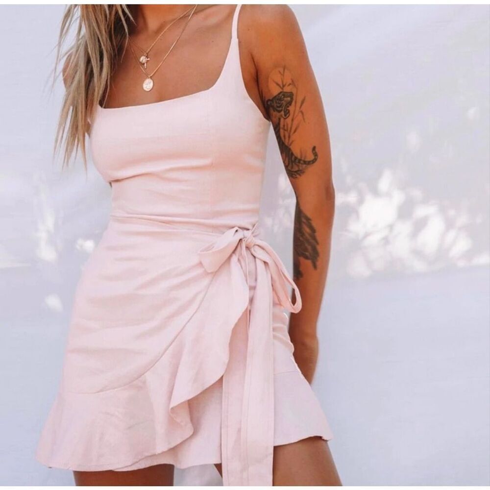 Princess Polly Cottage Hill Pink Wrap Mini Dress Ruffle Coquette 4 Balletcore